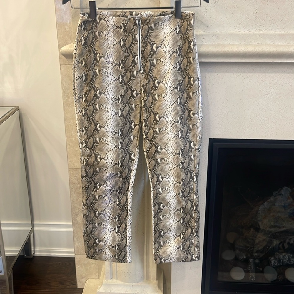 Snakeskin pleather fitted pants. Size medium. Never worn.